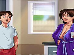 Mature enjoys jerking off cock in game