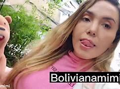 Without panties at the waterfall, I found a guy and sucked his dick in public outdoor blowjob with latina bolivianamimi