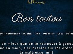 French Femdom Gives Jerk Off Instructions To Humiliate Old Cuckold