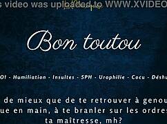 French Femdom Gives Jerk Off Instructions To Humiliate Old Cuckold