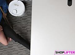 Shoplifting teen Veronica gets punished with a strong dick blowjob and hardcore fucking in the office