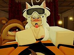 Roblox slut offers boob job and rides cock enticingly.