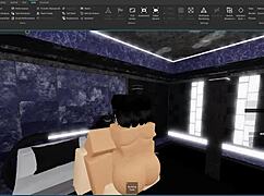 A slut gets roughly fucked doggystyle by a femboy on Roblox.