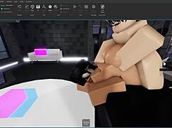 A slut gets roughly fucked doggystyle by a femboy on Roblox.