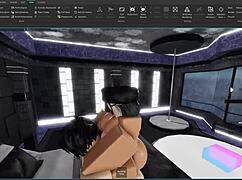 A slut gets roughly fucked doggystyle by a femboy on Roblox.