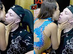 belinha grabbed the host and kissed him passionately