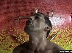 Tranny vixen nicole marques sucks and tugs cock