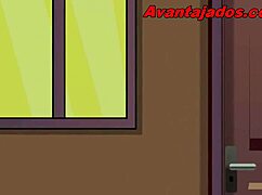 in the cabin, the big-assed gay cartoon character relaxes