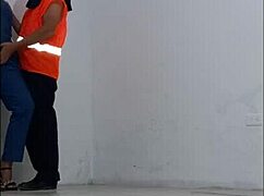 I swear, the cleaning guy got seduced by the hospital nurse, then put on a condom to bang her like a slut, standing sex in office hallways!