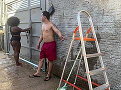 neighbor's latina pussy surprise with big cock cum