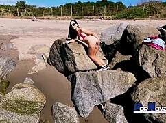 I watched the mature cougar fuck the german guy on the beach