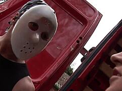 Skinny Amateur Milf Gets Her Ass Fucked By Two Horny Masked Men In Threesome