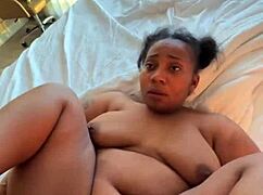 Chubby Ebony Babe Moans Taking Long Black Cock Missionary