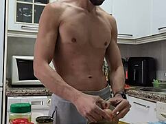 Cooking Omelette Undressing Jerking Off Cumming On Food!