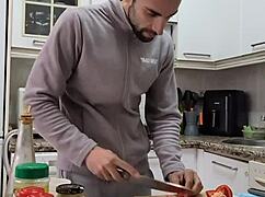 Cooking Omelette Undressing Jerking Off Cumming On Food!