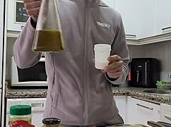 Cooking Omelette Undressing Jerking Off Cumming On Food!