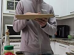 Cooking Omelette Undressing Jerking Off Cumming On Food!