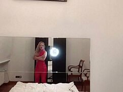 blonde goddess in glasses dominates with huge belly dance