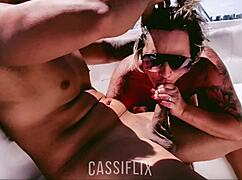 My husband brought a hung friend for a boat ride, I sucked his huge cock and took it in my ass until it gaped - Cassiflix complete.