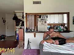 Asian girlfriend prepares for work with friend in amateur couple setting