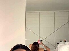 hot brazilian brunette with big tits and ass gives amazing deepthroat blowjob on pov