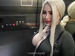 Quick public encounter in elevator with housemate.