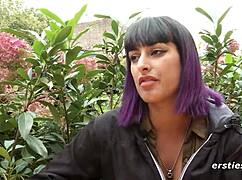 German Babe Intensely Fingers Wet Pussy in Public Restroom