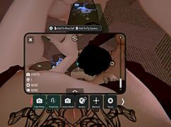 Threesome with succubus involves blowjob, pussy play, and deepthroat in group action.