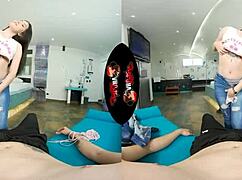 in this vr video, a big booty latina teen gets her ass pounded hard from pov