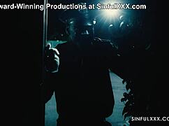 Officer Questions Halloween Babe During Intense Blowjob in Office