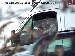 Pretty teen joins unreal public threesome for wild outdoor banging.