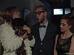 Busty Lesbian Slave Submits To Whipping And Fucking In Bondage