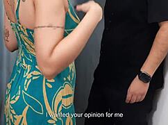 She lures a stranger into store fitting room for sneaky fun