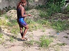 Neighbor's Pretty Pussy Licked and Fucked Outdoors with Creampie