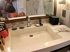 Model gets fucked bent over in Hollywood bathroom