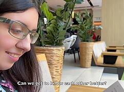 nerdy glasses girl craves outdoor facial as total nympho