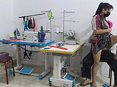 Intense Seduction In Sewing Workshop With Mature Latina Ass Play And Flashing