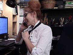 Julia the secretary masturbates at work!