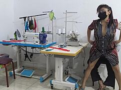 Intense Seduction In Sewing Workshop With Mature Latina Ass Play And Flashing