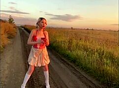 Elza Kom performs a sexy dance in lingerie with big tits