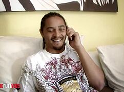 Thick ebony takes monster cock intensely