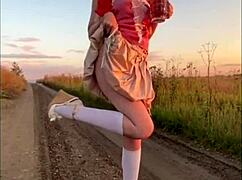 Elza Kom performs a sexy dance in lingerie with big tits