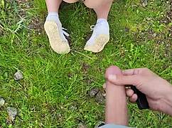 Hot blonde loses anal plug remote in supermarket flashing.