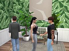 Group sex on floor and on chair