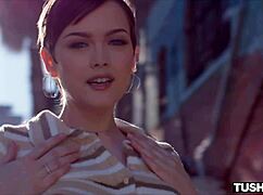 Tiny Brunette Cutie Jade Valentine Rides Cowgirl with Fingering and Assfucking Cum