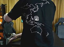 Branquinha viamms bends over on podcast table showing tight pussy