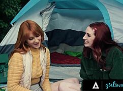 Girlsway - Redhead Lacy Lennon and Sexy Neighbor Secret Affair During Camping?
