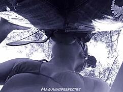Outdoor Blowjob With Bluee And His Big Deep Throat