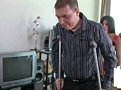 I felt so humiliated as femdom teen 18+s jerked my small penis in a wild 3some with perky brunettes.