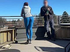 Redhead Slut Gives Fast Handjob on Roof! Boyfriend Waits Below for Bigmax8inch.